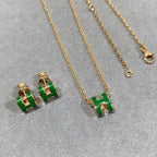 ??Loco?¡¥POP H GREEN NECKLACE SILVER AND GOLD