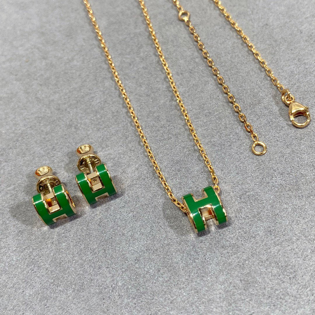 ??Loco?¡¥POP H GREEN NECKLACE SILVER AND GOLD