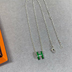 ??Loco?¡¥POP H GREEN NECKLACE SILVER AND GOLD