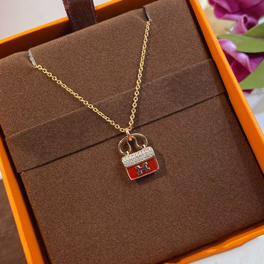??Loco?¡¥CONSTANCE RED PEDANT PINK GOLD NECKLACE