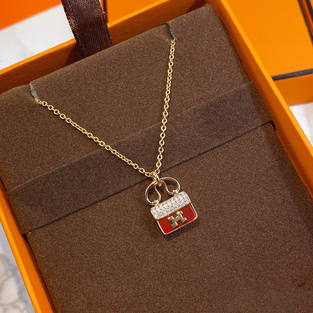 ??Loco?¡¥CONSTANCE RED PEDANT PINK GOLD NECKLACE