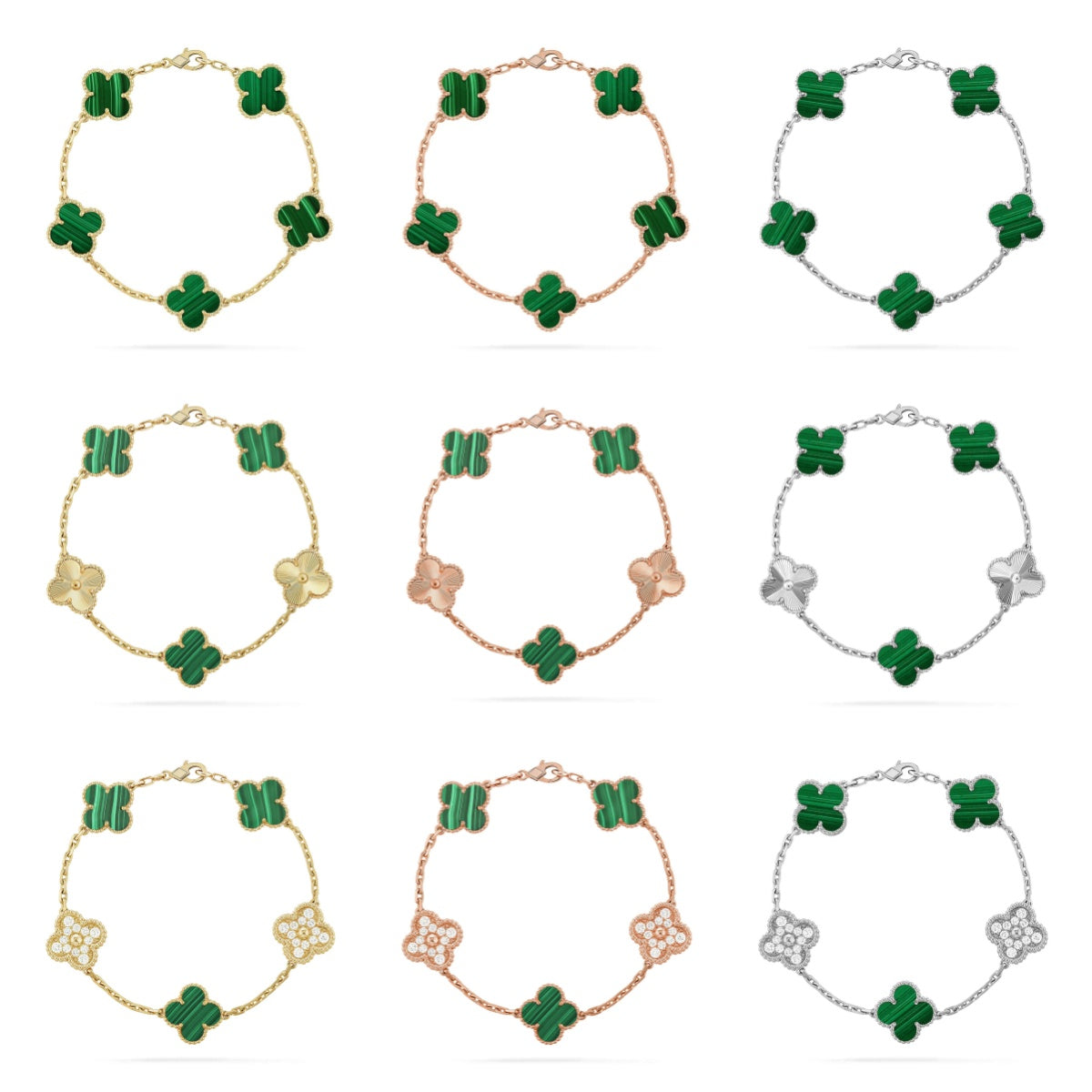 [Loco]New  CLOVER 5 MOTIF MALACHITE BRACELET COLLECTION