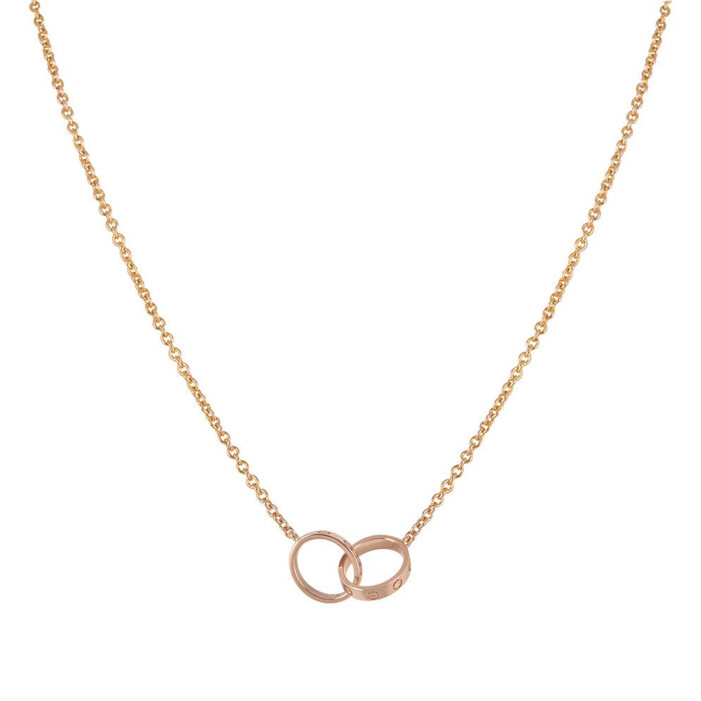 ??Loco?¡¥LOVE NECKLACE DOUBLE RING PINK GOLD
