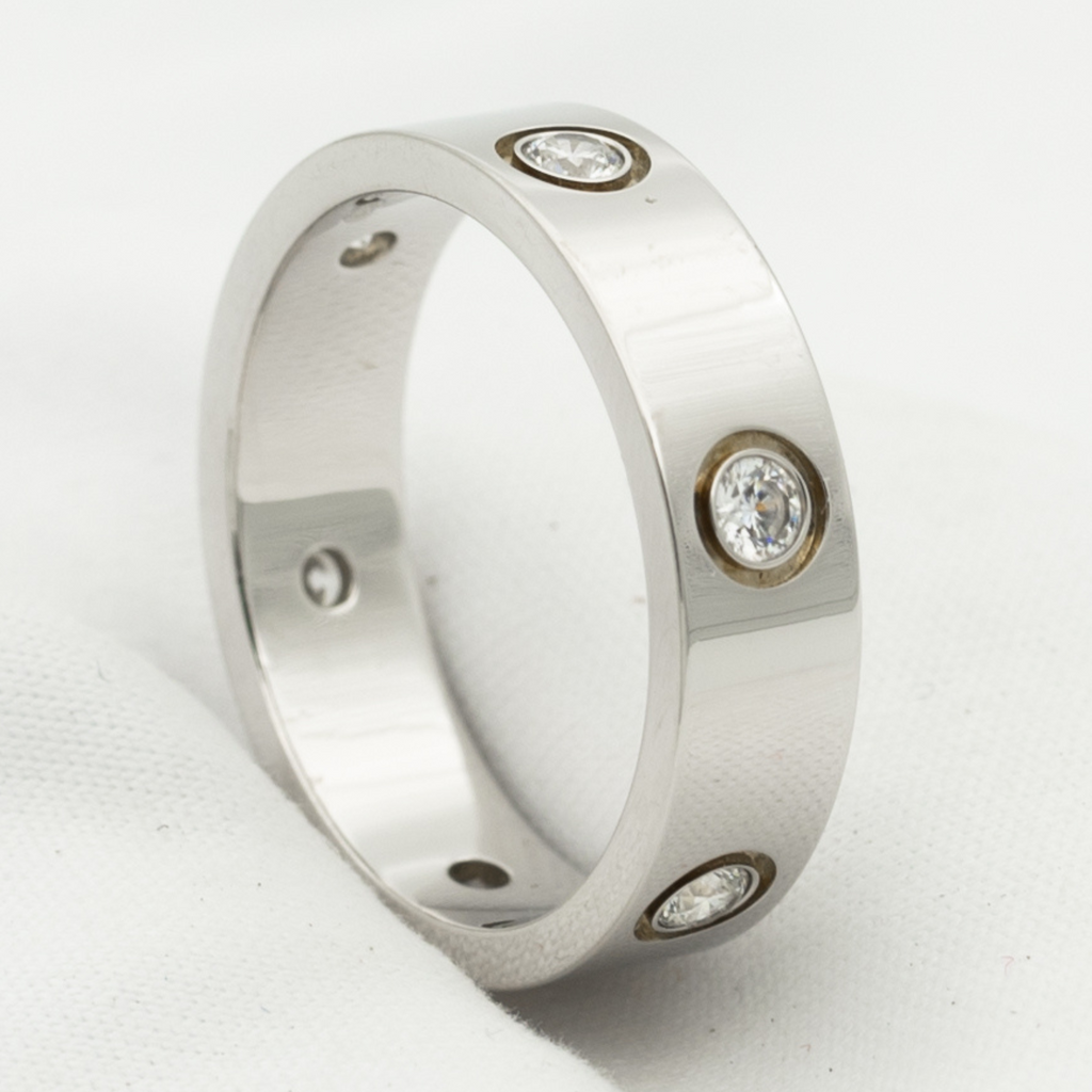 ??Loco?¡¥LOVE RING 5.5MM 6 DIAMONDS SILVER