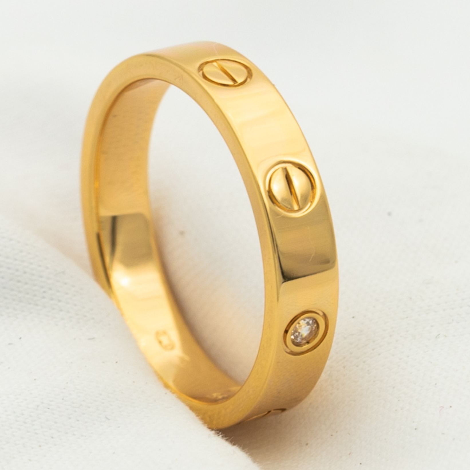 ??Loco?¡¥LOVE RING 4MM 1 DIAMOND PINK GOLD