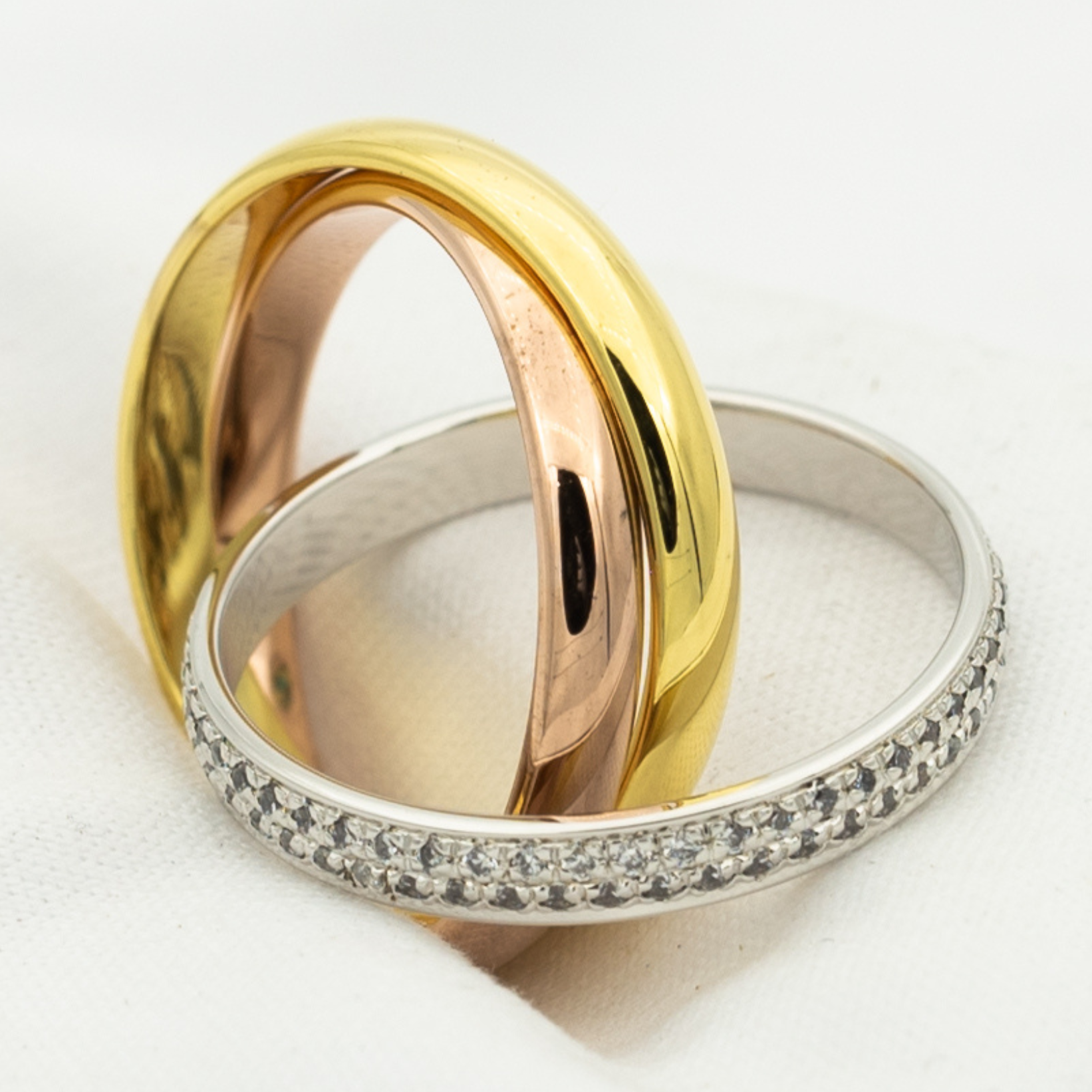 ??Loco?¡¥TRINITY RING GOLD PINK GOLD SILVER DIAMONDS