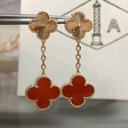 ??Loco?¡¥CLOVER 2 MOTIF  LASER CARNELIAN EARRINGS