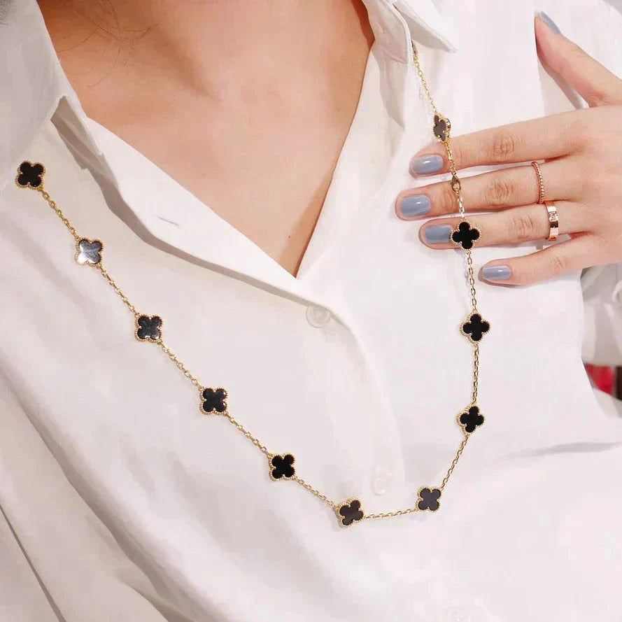 ??Loco?¡¥CLOVER 20 MOTIFS ONYX NECKLACE