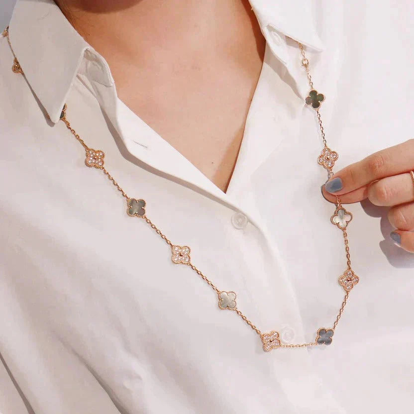 ??Loco?¡¥CLOVER 20 MOTIFS DARK MOP DIAMOND  NECKLACE