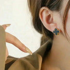 ??Loco?¡¥CLOVER MEDIUM 1 MOTIFS  ONYX STUD EARRINGS