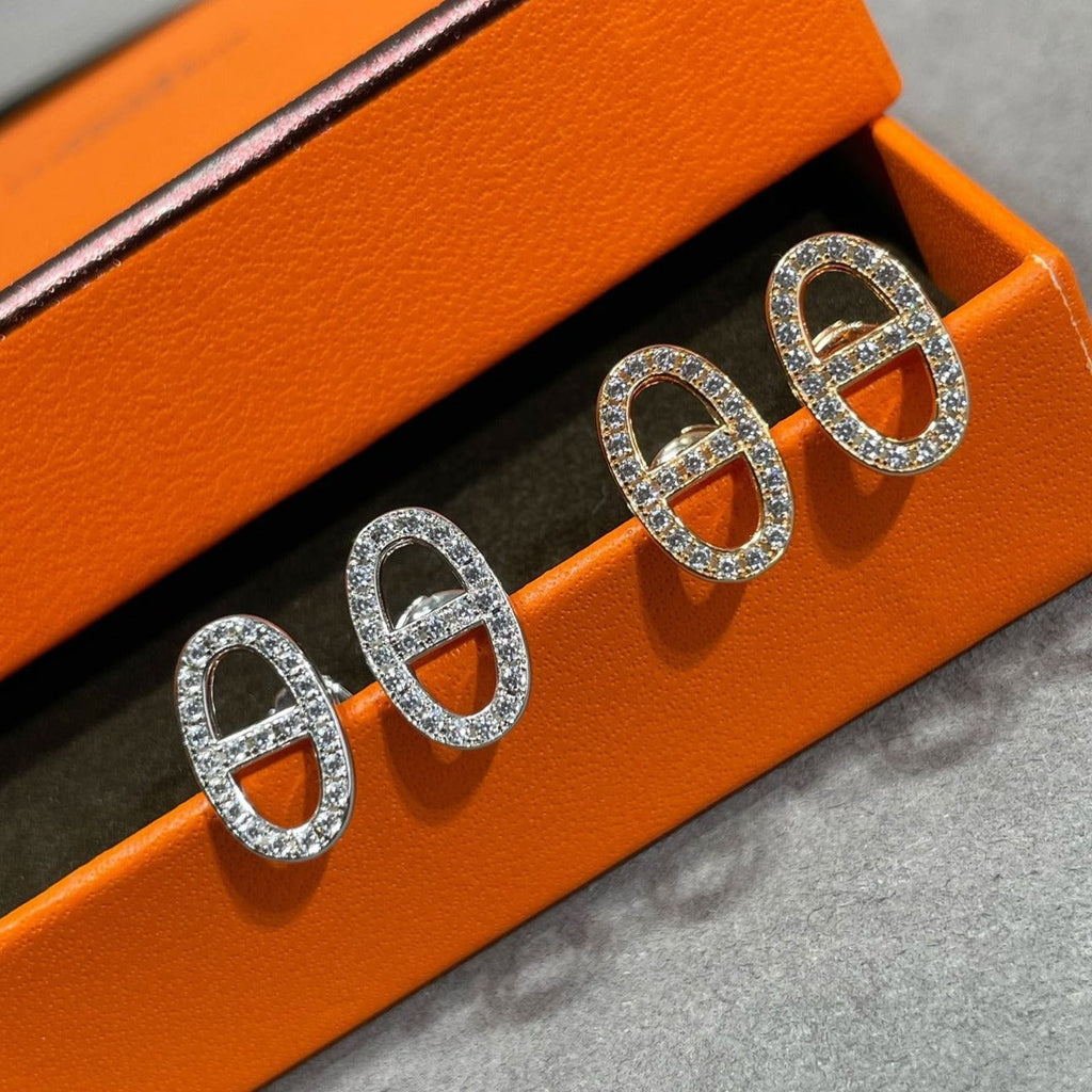 ??Loco?¡¥HM FULL DIAMOND PIG NOSE STUD EARRINGS