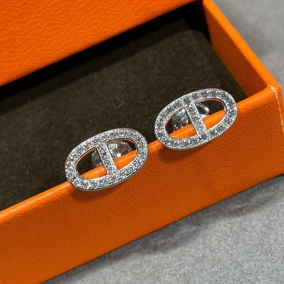 ??Loco?¡¥HM FULL DIAMOND PIG NOSE STUD EARRINGS