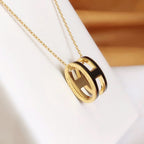 ??Loco?¡¥HM CLIC BLACK ENAMEL GOLD NECKLACE