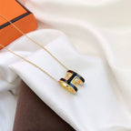 ??Loco?¡¥HM CLIC BLACK ENAMEL GOLD NECKLACE