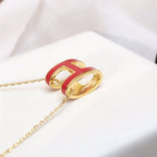 ??Loco?¡¥HM CLIC RED ENAMEL GOLD NECKLACE