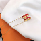 ??Loco?¡¥HM CLIC RED ENAMEL GOLD NECKLACE