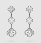 ??Loco?¡¥CLOVER 3 MOTIF DIAMOND SILVER DROP EARRINGS