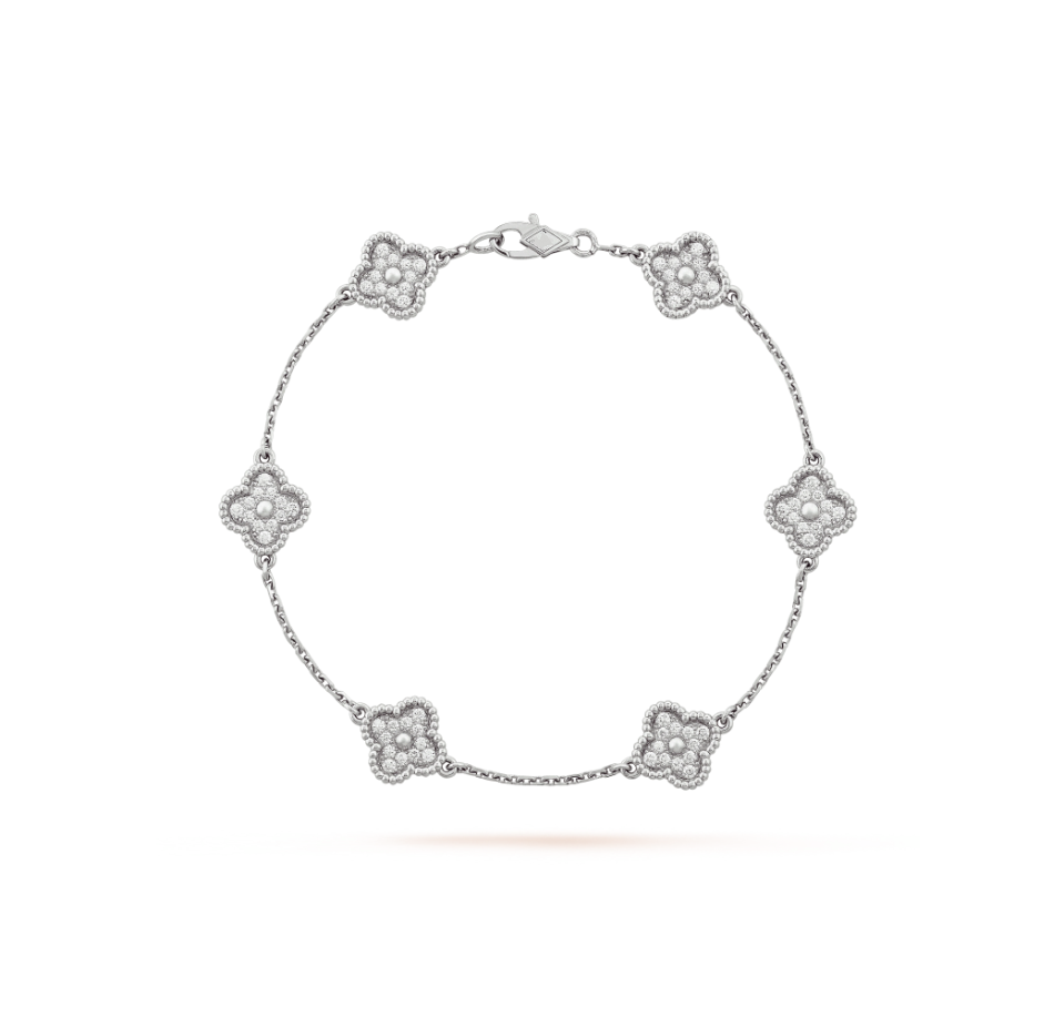 ??Loco?¡¥CLOVER 6 MOTIF SILVER DIAMOND BRACELET