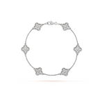 ??Loco?¡¥CLOVER 6 MOTIF SILVER DIAMOND BRACELET