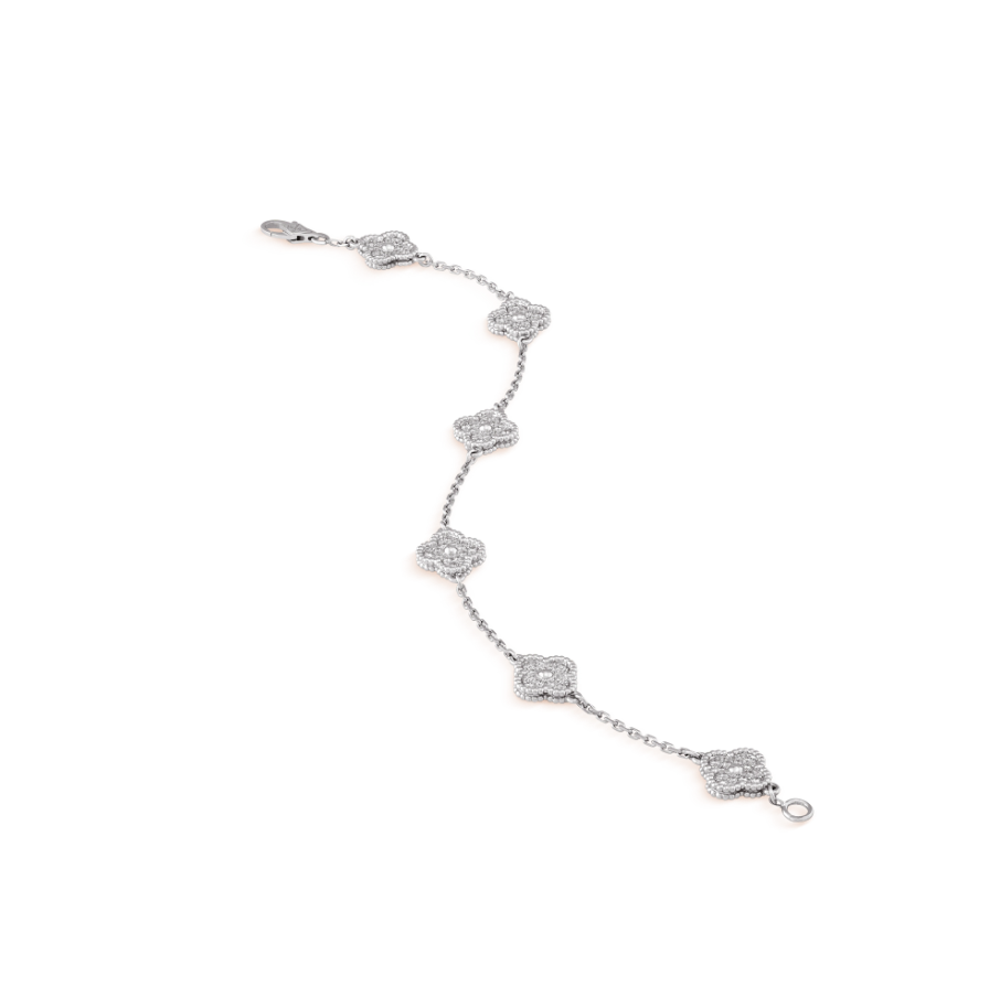 ??Loco?¡¥CLOVER 6 MOTIF SILVER DIAMOND BRACELET