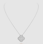 ??Loco?¡¥CLOVER 25MM LARGE PENDANT DIAMOND PAVED SILVER NECKLACE