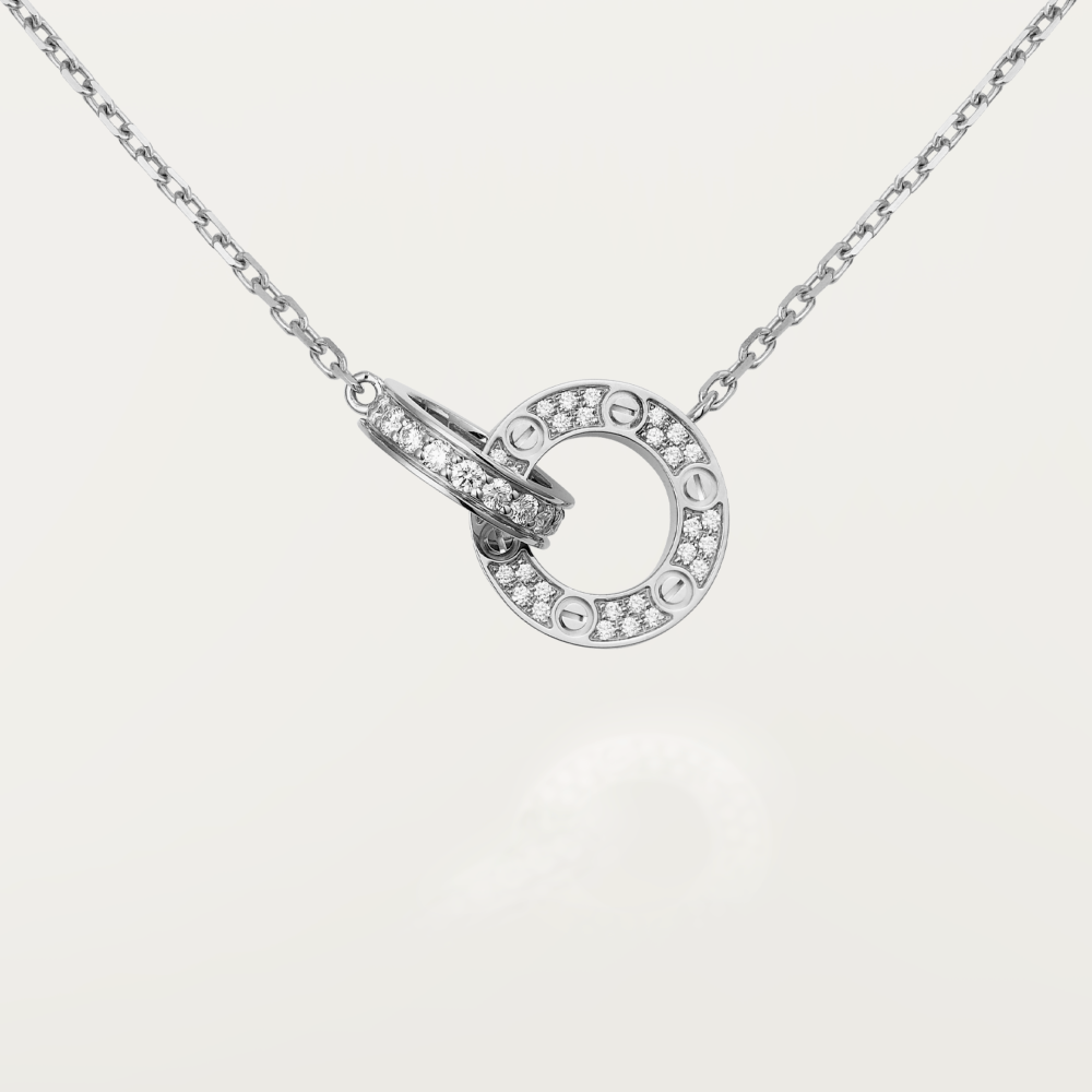 ??Loco?¡¥LOVE 7.6MM NECKLACE ROSE GOLD AND SILVER  FULL DIAMOND