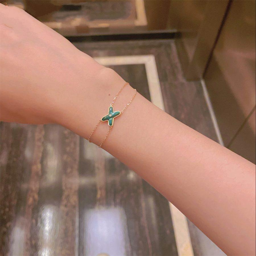 ??Loco?¡¥JEUX BRACELET MALACHITE PINK GOLD 1 DIAMOND