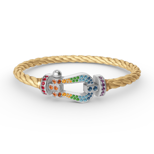 ??Loco?¡¥FORC LARGE HORSESHOE  COLORED DIAMOND BRACELET SILVER