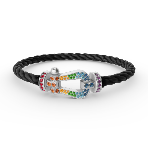 ??Loco?¡¥FORC LARGE HORSESHOE  COLORED DIAMOND BRACELET SILVER