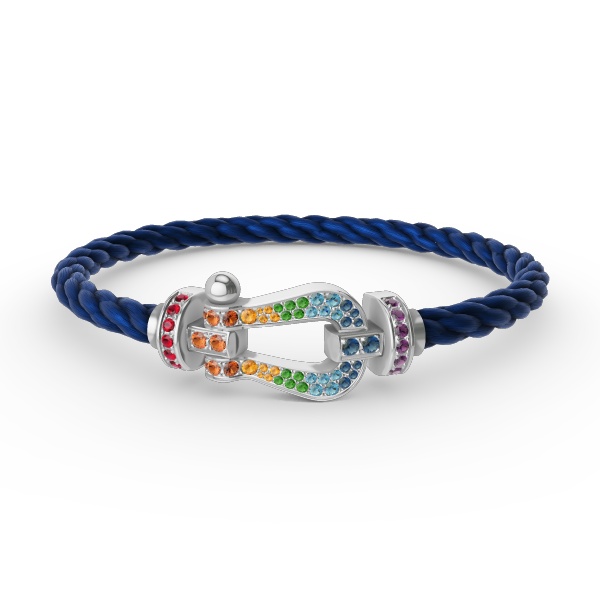 ??Loco?¡¥FORC LARGE HORSESHOE  COLORED DIAMOND BRACELET SILVER