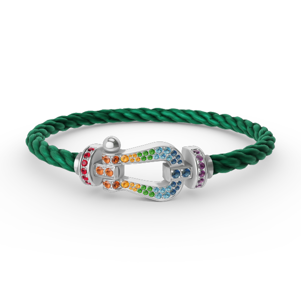 ??Loco?¡¥FORC LARGE HORSESHOE  COLORED DIAMOND BRACELET SILVER