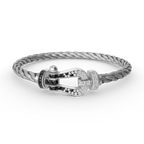 ??Loco?¡¥FORCE LARGE HORSESHOE BLACK WHITE DIAMOND BRACELET SILVER