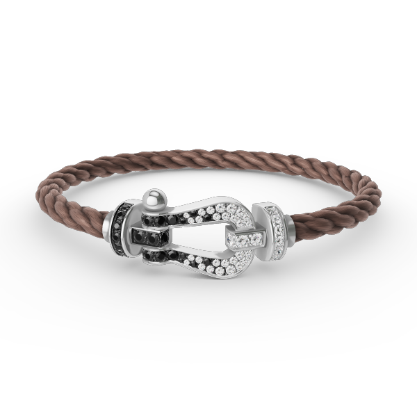 ??Loco?¡¥FORCE LARGE HORSESHOE BLACK WHITE DIAMOND BRACELET SILVER