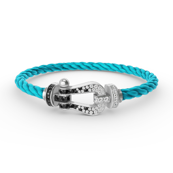 ??Loco?¡¥FORCE LARGE HORSESHOE BLACK WHITE DIAMOND BRACELET SILVER