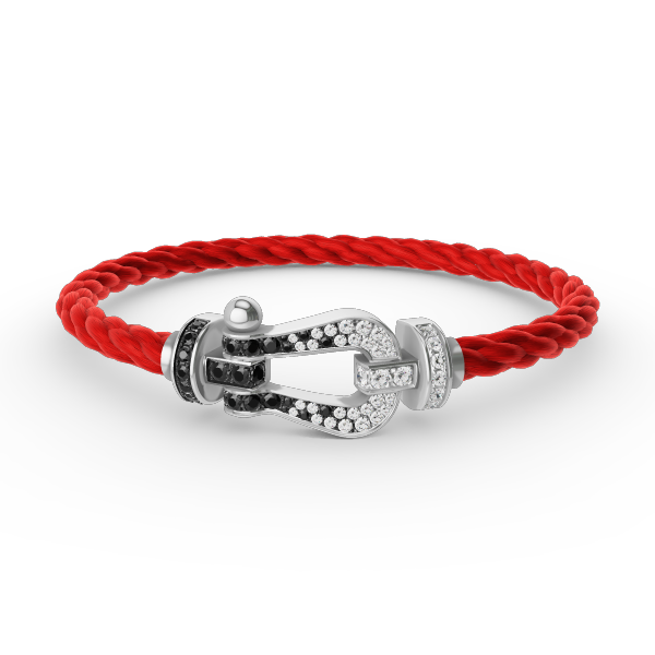 ??Loco?¡¥FORCE LARGE HORSESHOE BLACK WHITE DIAMOND BRACELET SILVER