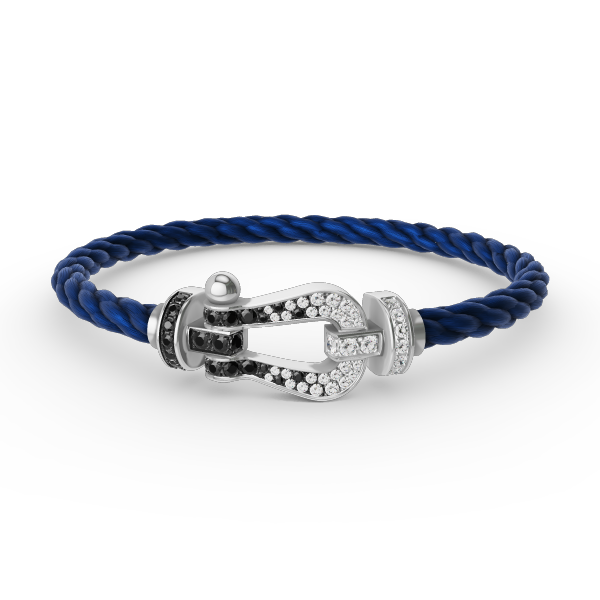 ??Loco?¡¥FORCE LARGE HORSESHOE BLACK WHITE DIAMOND BRACELET SILVER