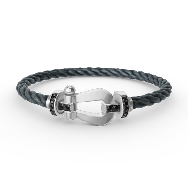 ??Loco?¡¥FORCE LARGE HORSESHOE BLACK DIAMOND BRACELET SILVER