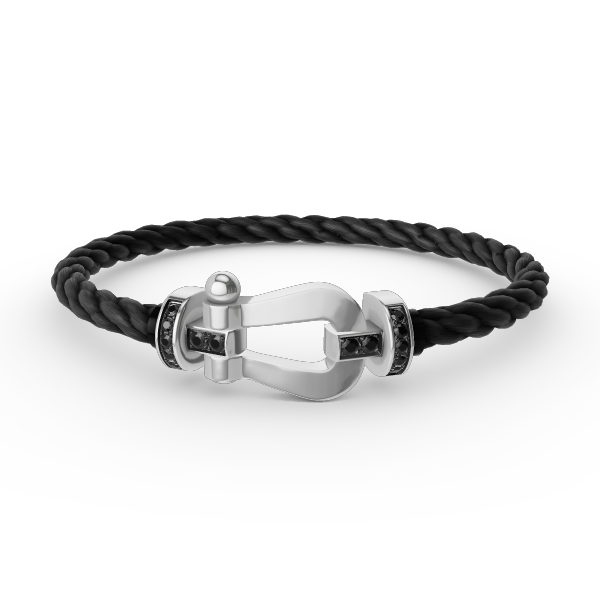??Loco?¡¥FORCE LARGE HORSESHOE BLACK DIAMOND BRACELET SILVER