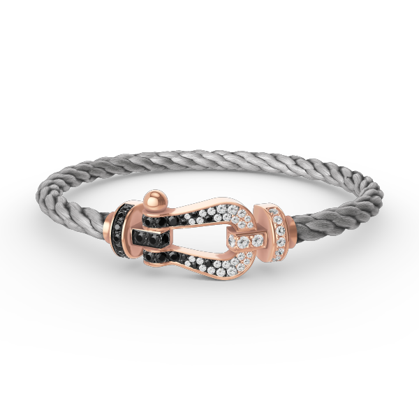 ??Loco?¡¥FORCE LARGE HORSESHOE BLACK WHITE DIAMOND BRACELET ROSE GOLD
