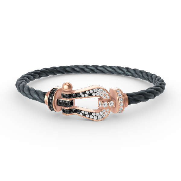 ??Loco?¡¥FORCE LARGE HORSESHOE BLACK WHITE DIAMOND BRACELET ROSE GOLD
