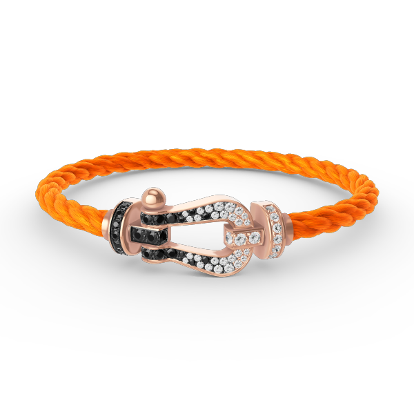 ??Loco?¡¥FORCE LARGE HORSESHOE BLACK WHITE DIAMOND BRACELET ROSE GOLD