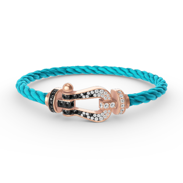 ??Loco?¡¥FORCE LARGE HORSESHOE BLACK WHITE DIAMOND BRACELET ROSE GOLD