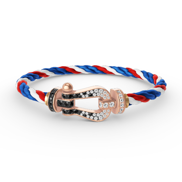 ??Loco?¡¥FORCE LARGE HORSESHOE BLACK WHITE DIAMOND BRACELET ROSE GOLD