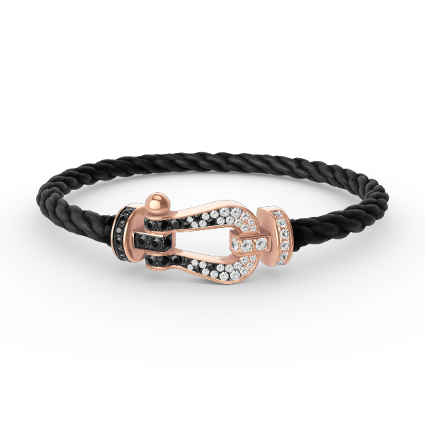 ??Loco?¡¥FORCE LARGE HORSESHOE BLACK WHITE DIAMOND BRACELET ROSE GOLD