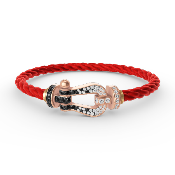 ??Loco?¡¥FORCE LARGE HORSESHOE BLACK WHITE DIAMOND BRACELET ROSE GOLD