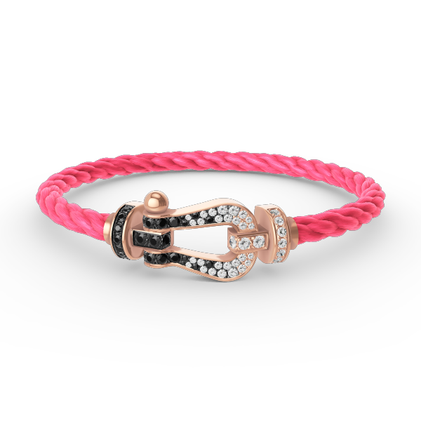 ??Loco?¡¥FORCE LARGE HORSESHOE BLACK WHITE DIAMOND BRACELET ROSE GOLD