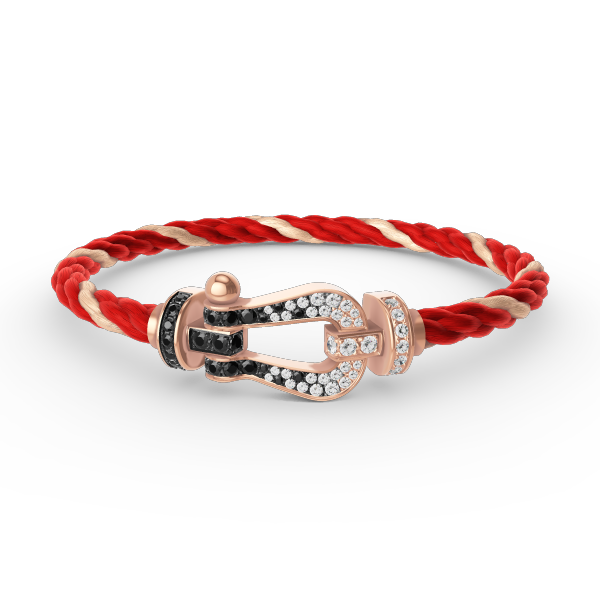 ??Loco?¡¥FORCE LARGE HORSESHOE BLACK WHITE DIAMOND BRACELET ROSE GOLD