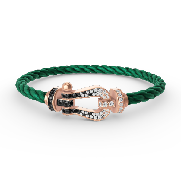 ??Loco?¡¥FORCE LARGE HORSESHOE BLACK WHITE DIAMOND BRACELET ROSE GOLD