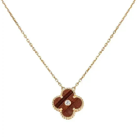 ??Loco?¡¥CLOVER 15MM DIAMOND AND YELLOW TIGER'S EYE AGATE necklace