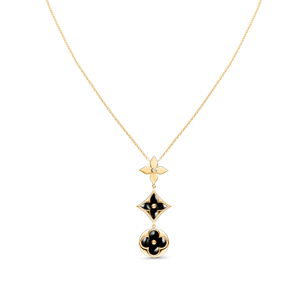 ??Loco?¡¥STAR AND SUN ONYX PINK GOLD NECKLACE